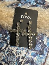 Load image into Gallery viewer, TOVA - Donatella Earrings - Gold + Clear Stones