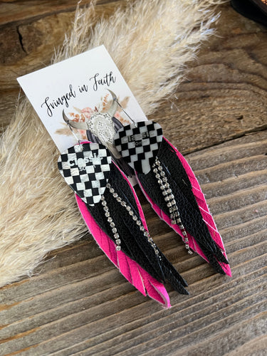 Fender Leather Earrings - PINK