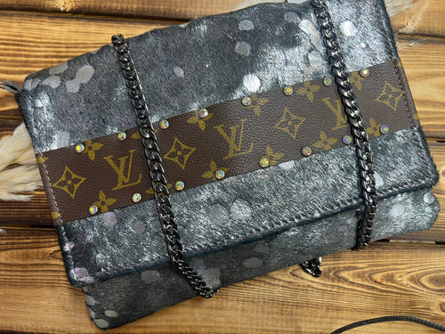 Maxine HOH Crossbody With Chain Strap - Charcoal with silver acid