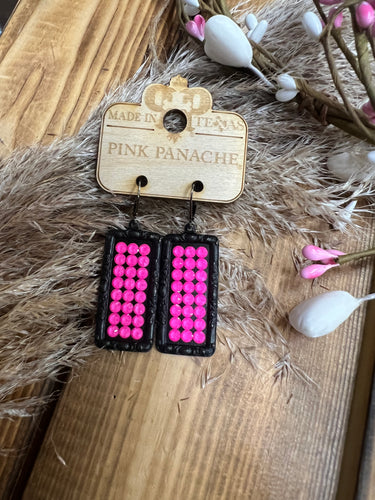 Pink Panache Rectangle Earrings - Black & Electric Pink