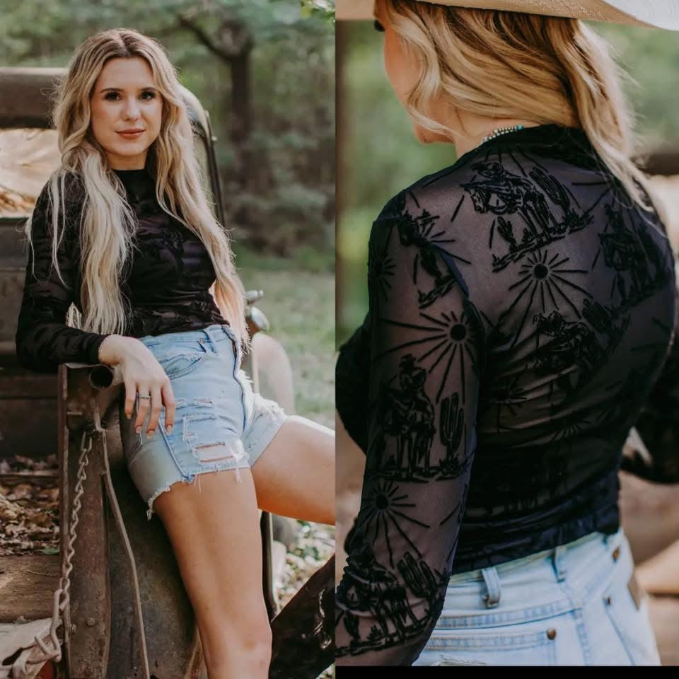 Western Mesh Top - Black