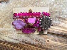 Load image into Gallery viewer, Keep It Gypsy Bracelet Stack - LARGE TRIPLE DRUZY PINK STACK