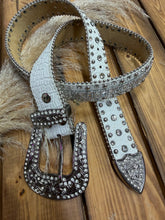 Load image into Gallery viewer, Crystal Western Belts - White W/Clear Stones