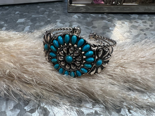 SILVER & TURQUOISE CONCHO CUFF BRACELET