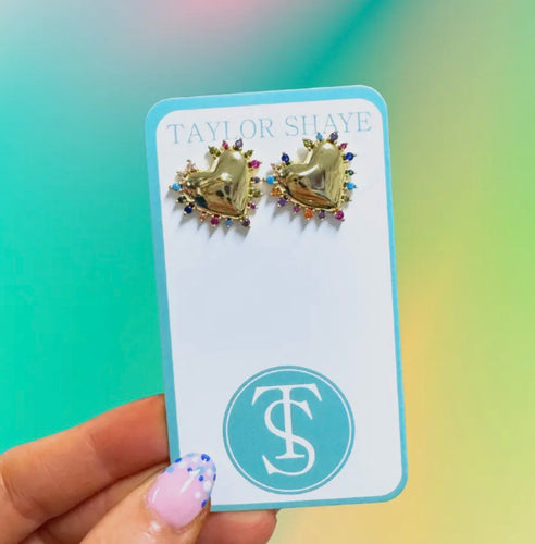 Taylor Shaye - Rainbow Heart Studs