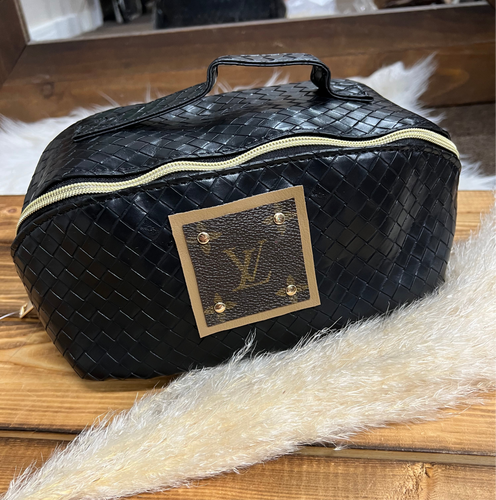 Black Weave Cosmetic Travel Bag