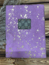 Load image into Gallery viewer, Purple &amp; Acid Gold Leather Notebook