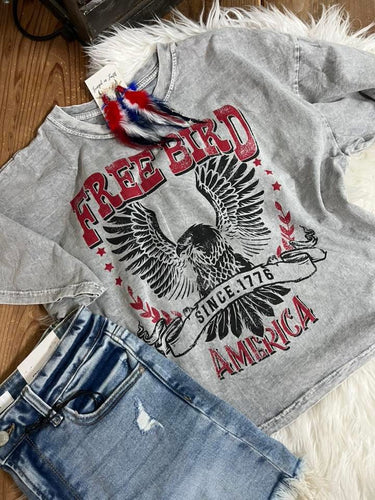Vintage Wash Free Bird Long Crop