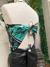 Load image into Gallery viewer, Champagne &amp; Turquoise Rodeo Bandana Scarf