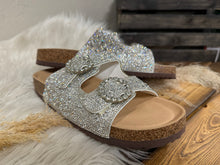 Load image into Gallery viewer, Berkely Rhinestone Slides - Silver/Clear Stones