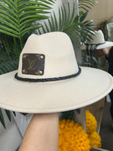 Load image into Gallery viewer, Fedora With Embellished Band - Cream With Black Braided Band