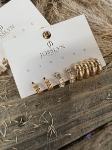 Gold Trio Earring Set - Gold & Pearl