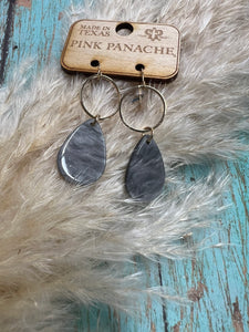 Pink Panache Gray Acrylic Drop Earrings