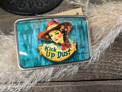 Western Belt Buckle - Turquoise/Kick UP The Dust