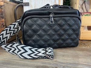 Quilted Front Crossbody - Black