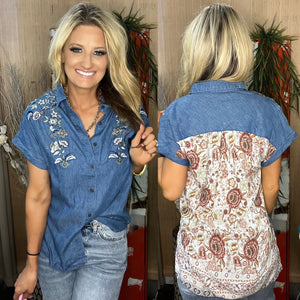 Denim Blue Western Blouse