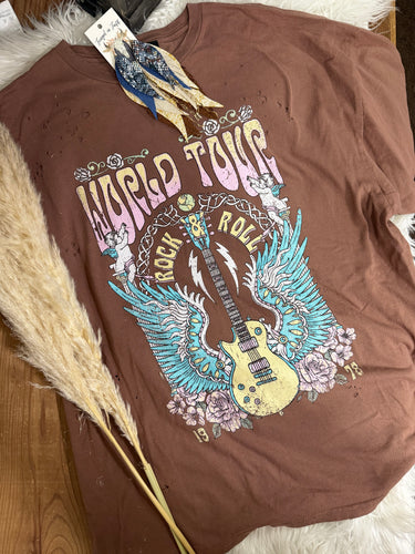 Mocha World Tour Distressed Tee