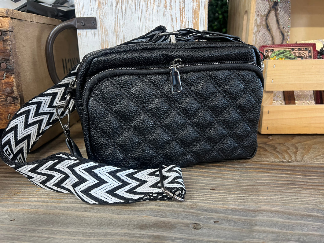 Quilted Front Crossbody - Black