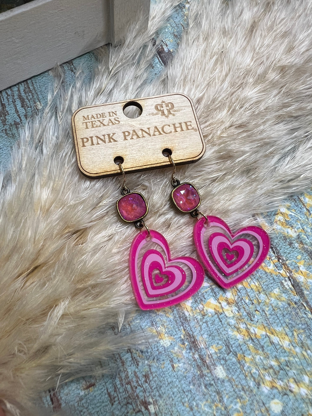 Pink Panache Retro Valentine Heart Earrings