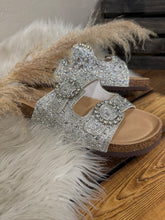 Load image into Gallery viewer, Berkely Rhinestone Slides - Silver/Clear Stones