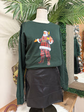 Load image into Gallery viewer, Plaid Santa Sweatshirt - Hunter Green