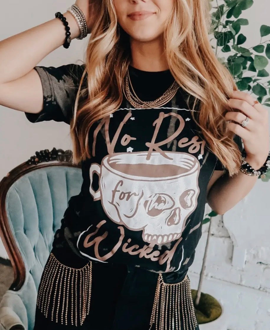 No Rest For The Wicked Bleached Tee