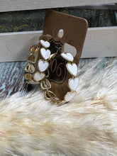 Load image into Gallery viewer, White Heart Hoop Earrings