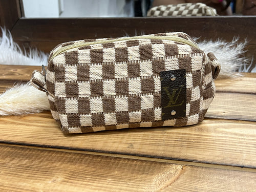 Small Checkered Makeup Travel Bag