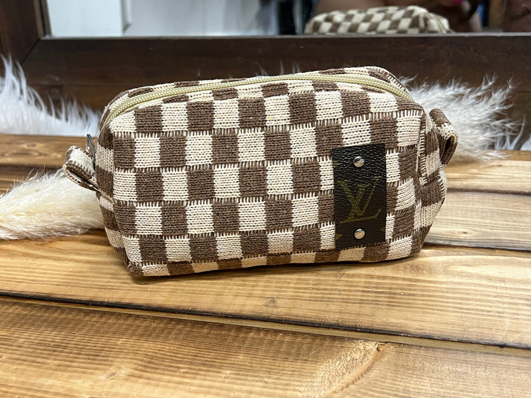 Small Checkered Makeup Travel Bag