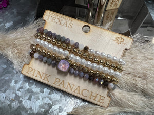 Pink Panache Bracelet Set - Lilac/Gold/Pearl White