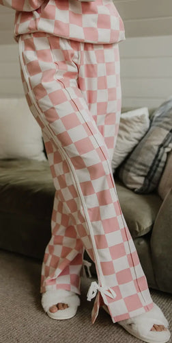 Wide Leg Checkered Lounge Bottoms