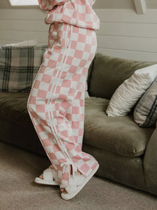 Wide Leg Checkered Lounge Bottoms