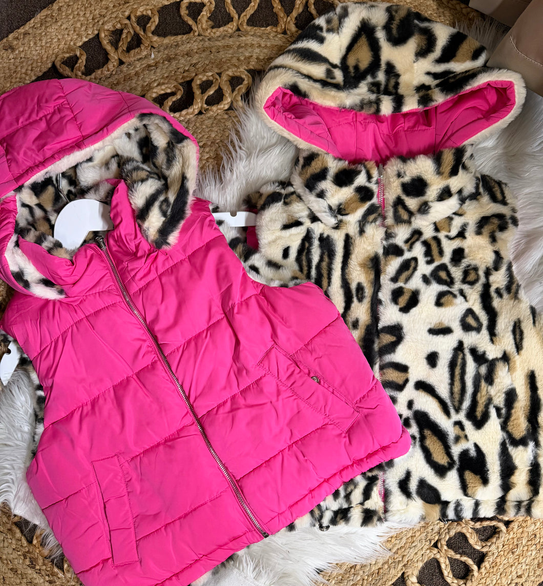 Reversible Leopard Vest - Hot Pink