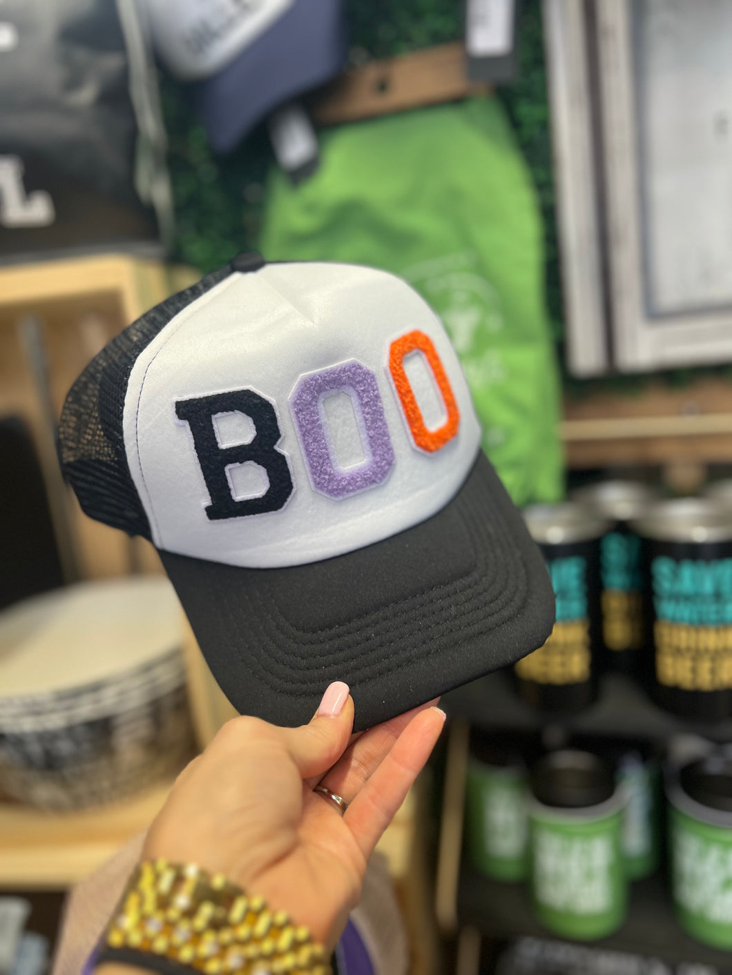 BOO Mesh Snapback Hat - Black/White