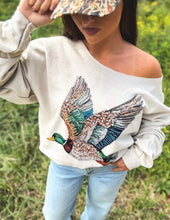 Load image into Gallery viewer, Faux Rhinestone Off Shoulder Sweatshirt