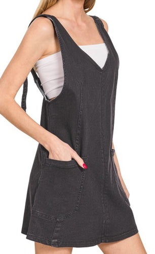 Michelle Overall Dress - Black