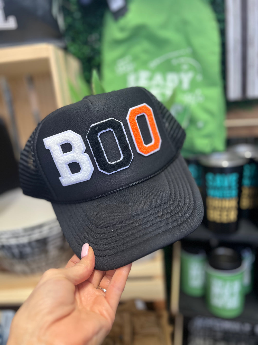 BOO Mesh Snapback Hat - Solid Black