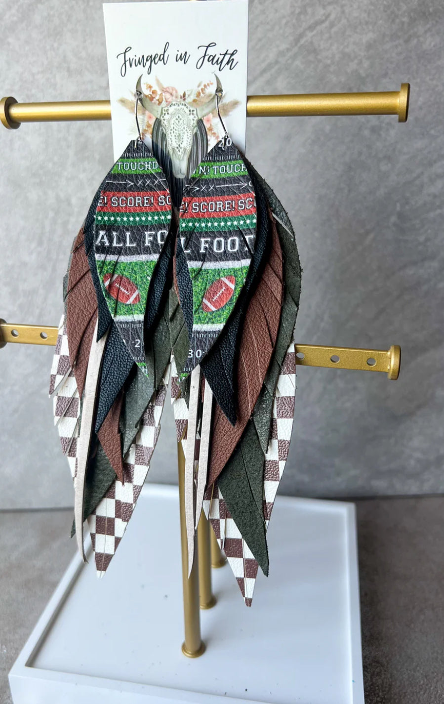 One of a Kind Western Football Stack Earrings