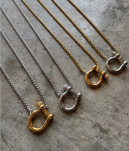 Horseshoe Necklace - Gold + Silver