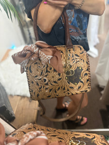 Tooled Handbag With Crossbody Strap