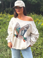 Load image into Gallery viewer, Faux Rhinestone Off Shoulder Sweatshirt