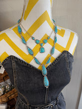 Load image into Gallery viewer, Genuine Turquoise Teardrop Necklace Set