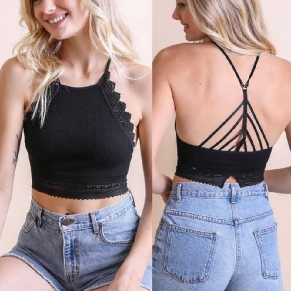 Sally Caged Back Bralette - Black