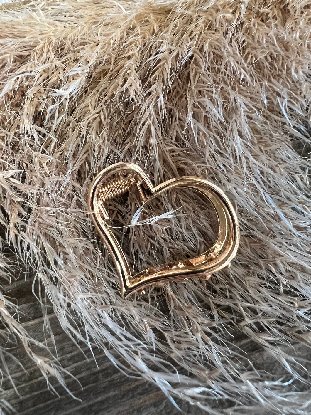Mini Gold Metal Hair Clips - Heart