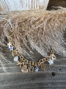 Pearl & Heart Charm Bracelet