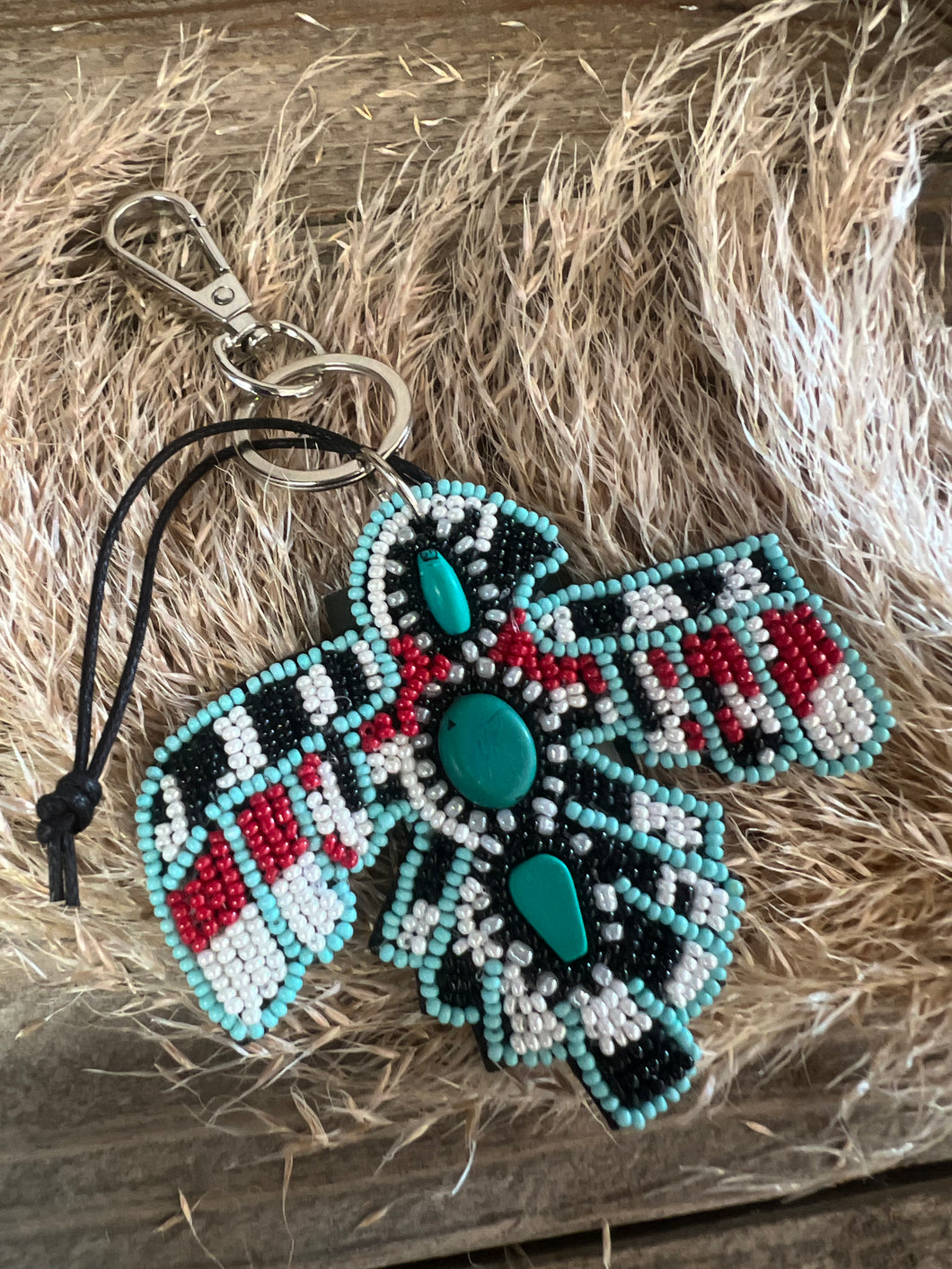 Sky Beaded T-Bird Key Fob