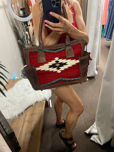 American Darling Handbag - Red/Tan Leather