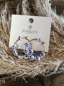 Blue Floral Hoops