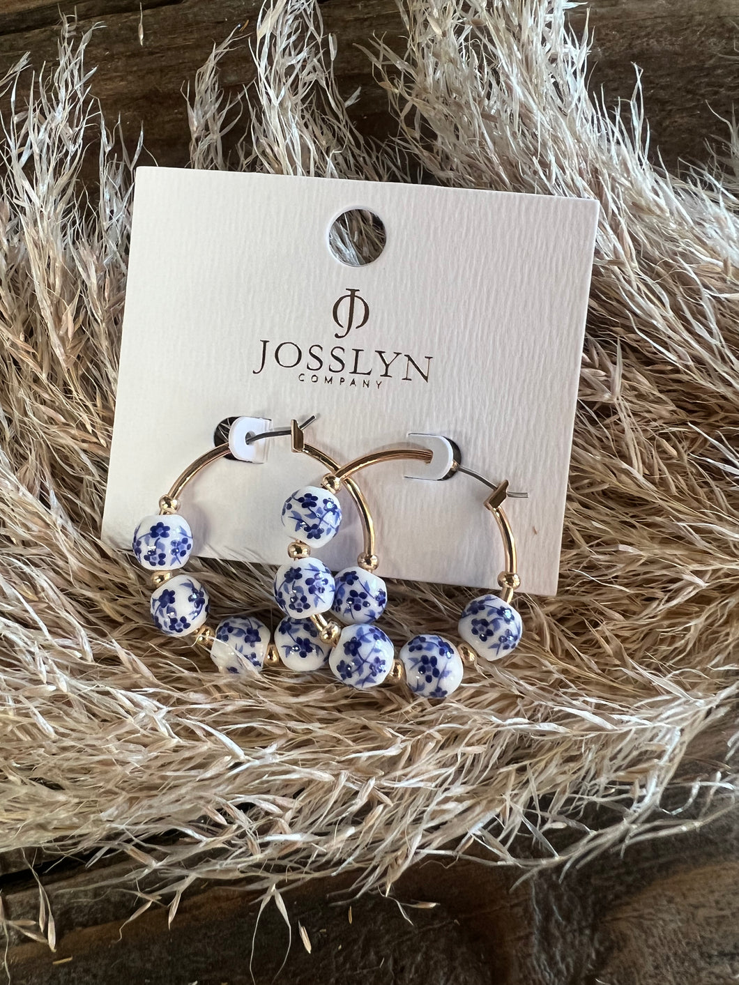 Blue Floral Hoops