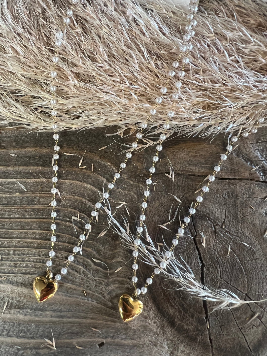 Pearl Beaded Bubble Heart Necklace